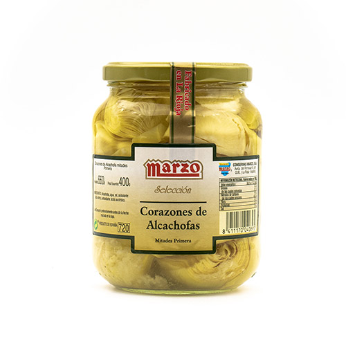 Carxofes meitats vidre 1 kg Marzo