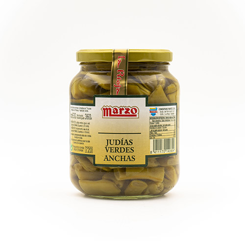 Mongetes verdes amples vidre 1 kg Marzo