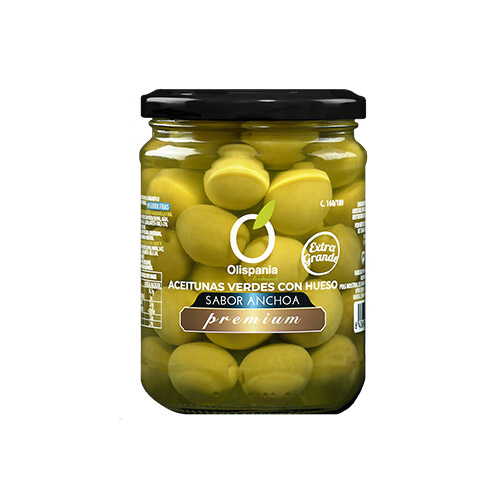 Olives manzanilla sabor anxova 250 grs Premium Olispania