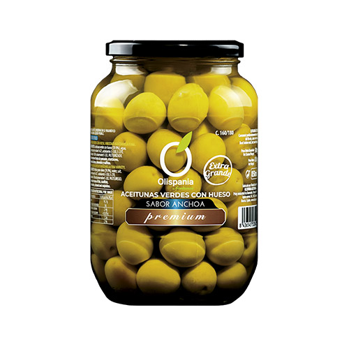 Olives manzanilla sabor anxova 500 grs Premium Olispania