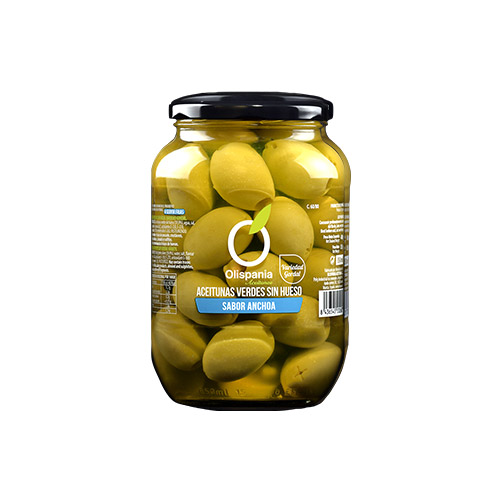 Olives gordal sense os sabor anxova 400 grs Olispania