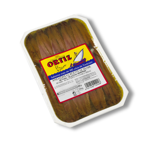 Barqueta anxoves papallona 550 grs Ortiz