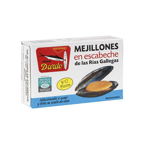 MEJILLONES ESCABECHE FRITOS ACEITE OLIVA 8/12 OL-120 DARDO